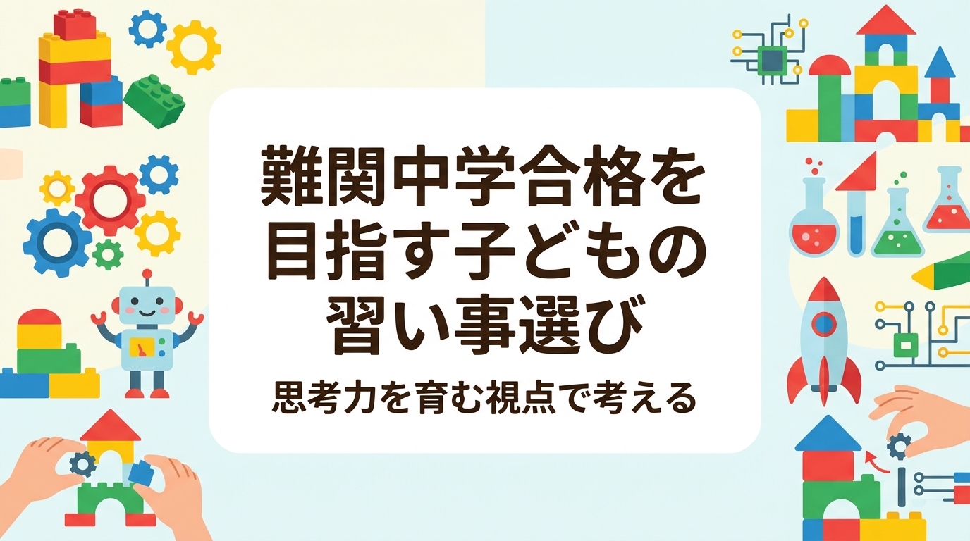 難関中学合格を目指す保護者向けに、習い事選びの考え方や思考力型入試の実態、日常の学びの積み上げ方を誠実に解説。合格保証はしませんが、子どもの力を伸ばすヒントをお届けします。