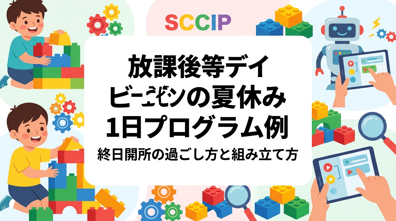 放課後等デイサービスの夏休み、終日開所日の1日の過ごし方に悩む運営者向けに、時間帯別のタイムテーブル例、午前と午後の活動の組み立て方、落ち着いて取り組める環境づくりの工夫、外部講師によるイベント活用法を具体的に解説します。