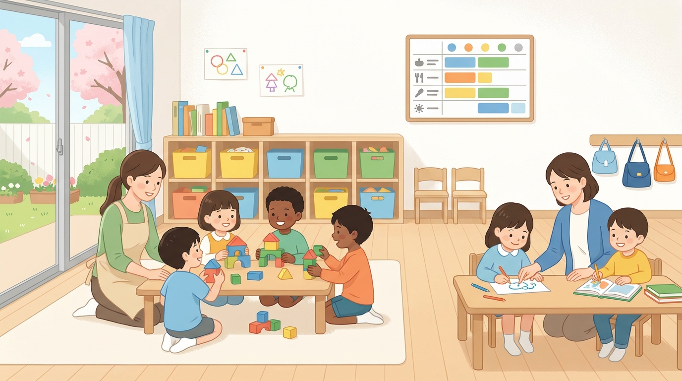 入所直後の一日を時間帯別に設計するのイメージ