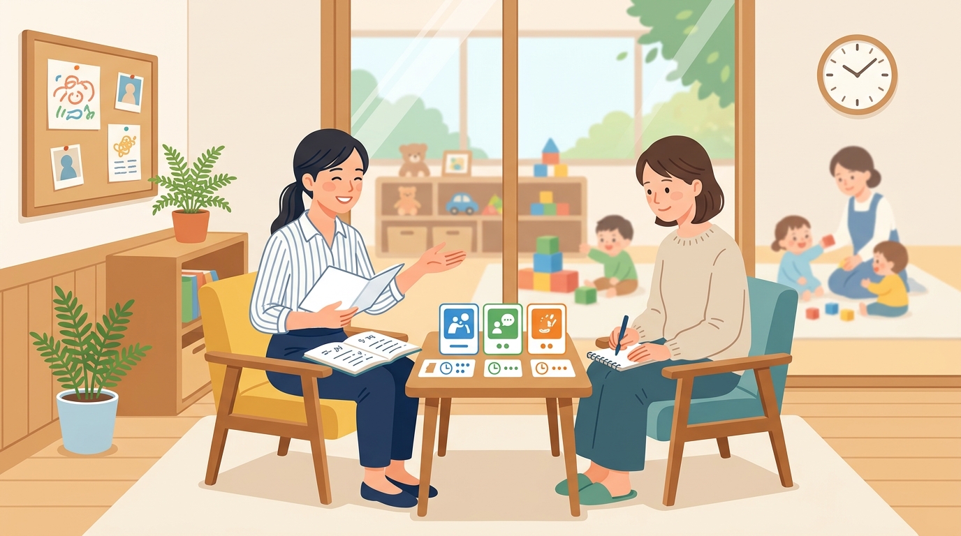 面談当日の進め方 時間配分と話す順番のテンプレートのイメージ