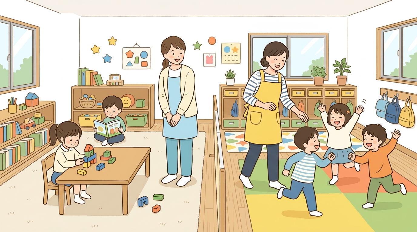 静かに集中する活動と体を動かす活動のバランス設計のイメージ